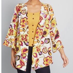 Modcloth jacket kimono open duster NEW floral bold print‎ medium mod cloth